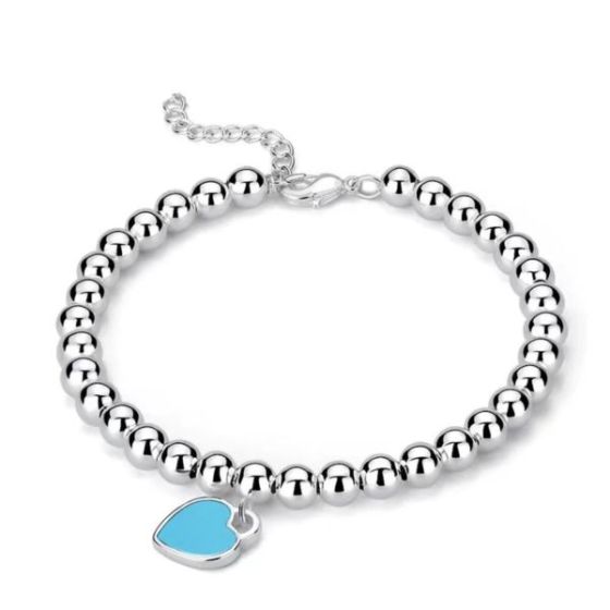 Beaded Heart Charm Bracelet