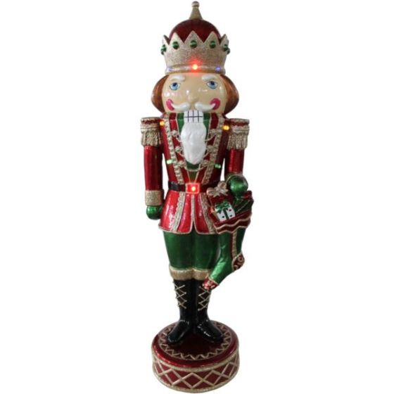 22-Inch Indoor/Outdoor Musical Christmas Nutcracker with Bright, Multi-Color LED Lights and Metallic
