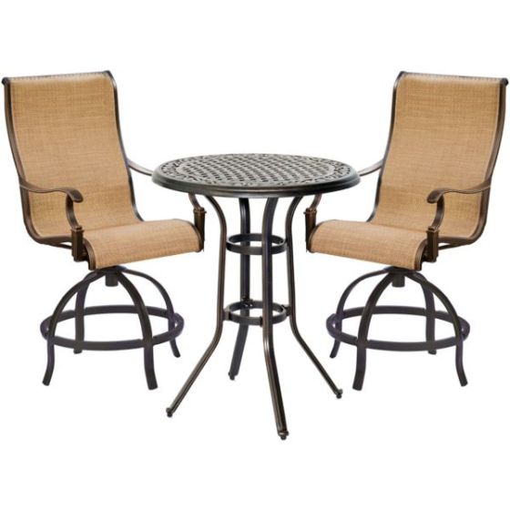 Manor 3-Piece High-Dining Set with 2 Contoured Swivel Chairs and a 30 In. Counter-Height Table