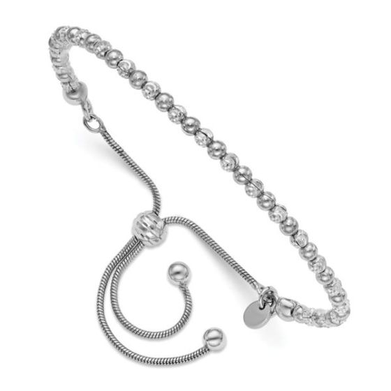 Sterling Silver Diamond Cut Adjustable Bracelet