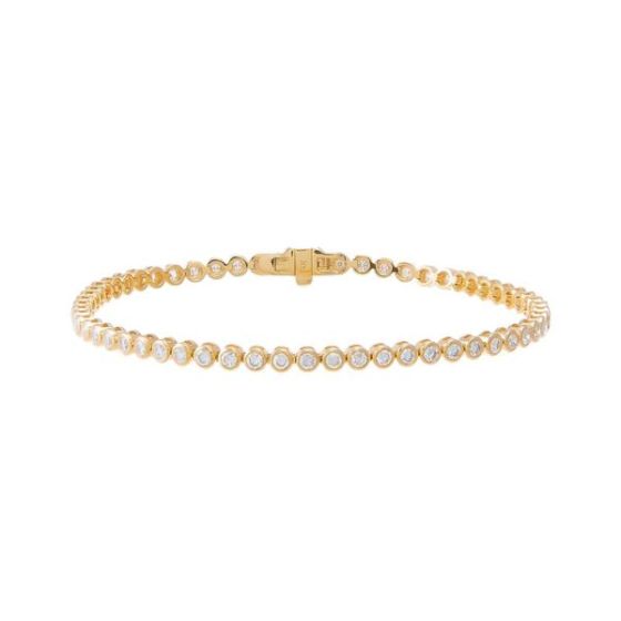 2CT Diamond Bezel Tennis Bracelet 14K Size 7
