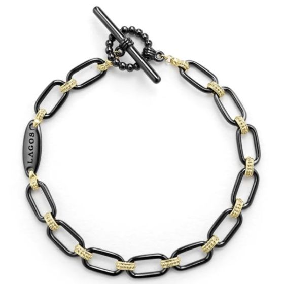 18K Gold and Ceramic Link Bracelet Size 7