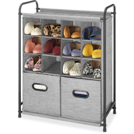 Freestanding 12-Compartment Shoe Organizer