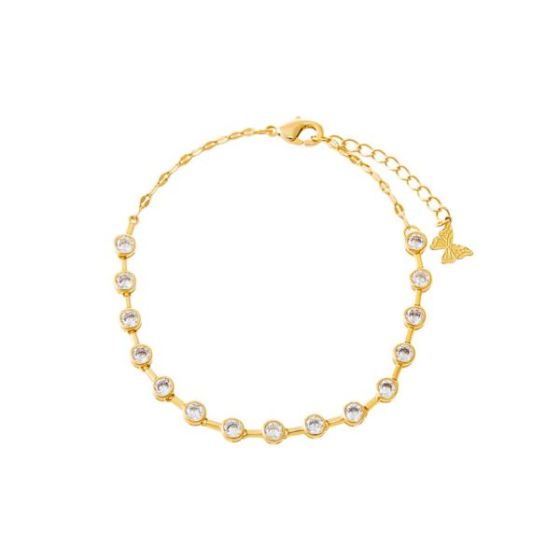CZ Bezel Half Link Bracelet Size 7.5