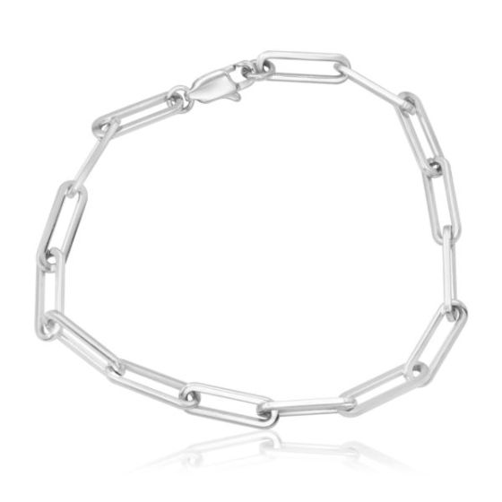 Paper Clip Link Chain Bracelet - Stainless Steel