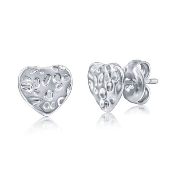 Hammered Heart Studs