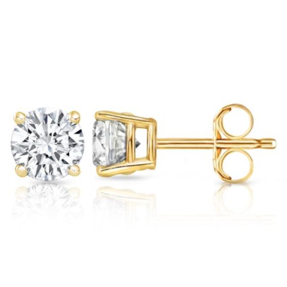Bright White Round Lab Grown Diamond Prime Stud in 10K Yellow Gold 0.40ct, Color-FG, Clarity-SI2 I1