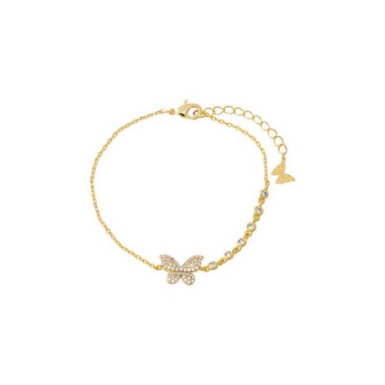 Pave Butterfly CZ Chain Bracelet Size 7.5