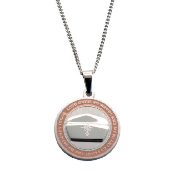 Joyful Sentiments Round Nurse's Prayer Pendant Necklace