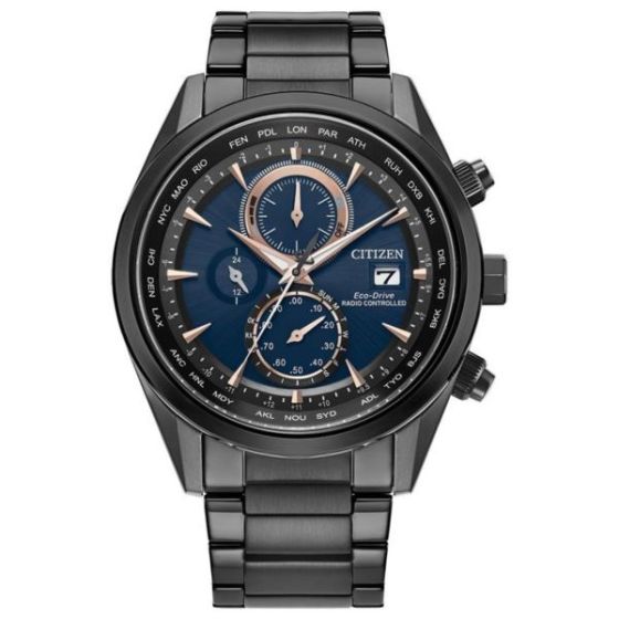 Men's Sport Luxury Radio Control Blue Dial Stainless Steel Watch