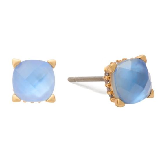 Little Luxuries 6mm Square Studs - Blue/Gold