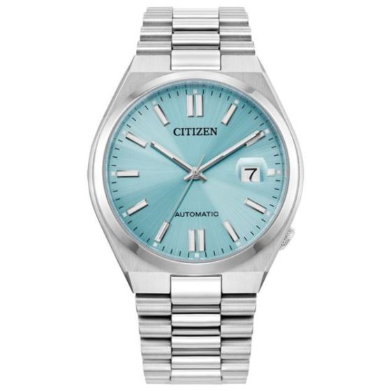 Men's Tsuyosa Automatic Silver-Tone Stainless Steel Watch Sky Blue Dial