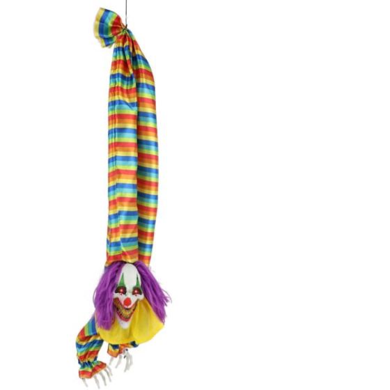 Animatronic Hanging Upside Down Clown with Lights and Sound, Indoor/Covered Outdoor Halloween Decora