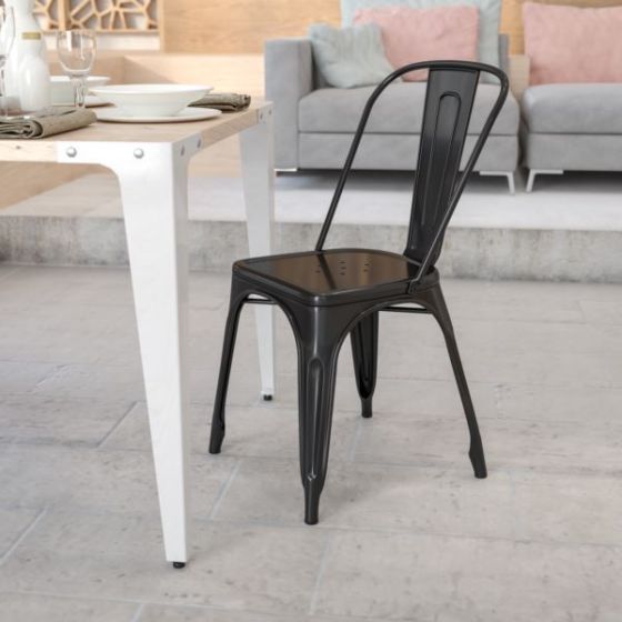 Red Metal Indoor-Outdoor Stackable Chair - Restaurant Chair - Bistro Chair