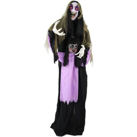 Lifesize Animatronic Vampire Lady with Baby with Lights and Sound, Indoor/Covered Outdoor Halloween