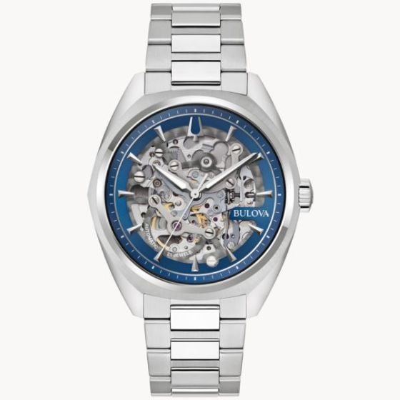 Men's Surveyor Automatic Silver-Tone Stainless Steel Watch Silver Skeleton Dial