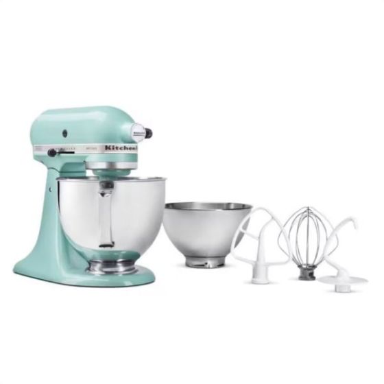 Value Bundle Artisan Series 5 Quart Tilt-Head Stand Mixer in Aqua Sky with additional 3 Quart bowl