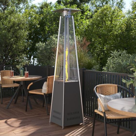 Outdoor Patio Heater - Silver - 7.5 Feet Round Steel Patio Heater - 42,000 BTU's