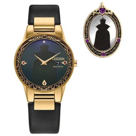 Disney By Citizen Ladies' Disney Evil Queen Black Dial Leather Strap Watch