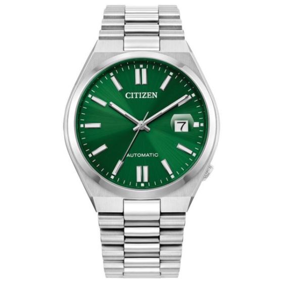 Men's Tsuyosa Automatic Silver-Tone Stainless Steel Watch Green Dial