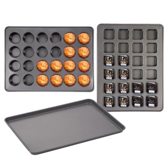 3pc Mega Nonstick Bakeware Set Dark Gray