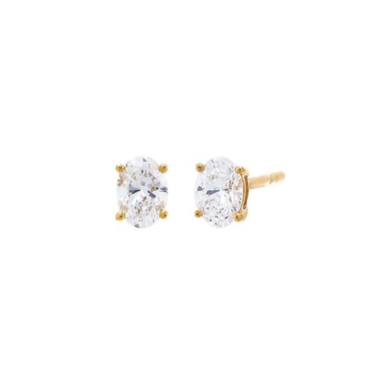 Lab-Grown Diamond Oval 4 Prong Studs 14K Size 0.50 CT