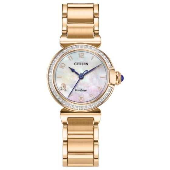 Ladies' Mae Eco-Drive Gold-Tone Stainless Steel Watch White MOP Dial