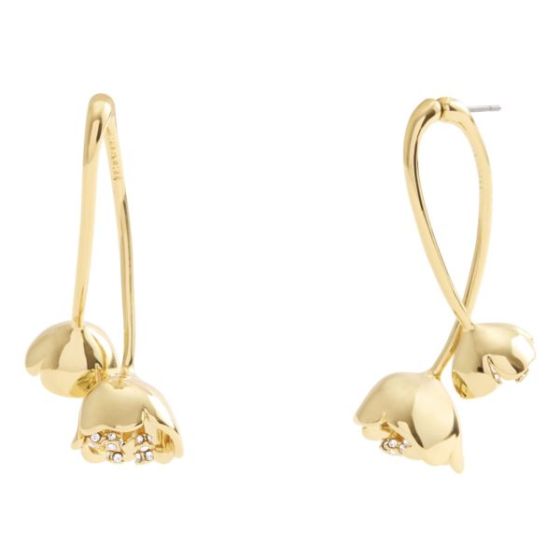 Statement Floral Drop Earrings - Gold