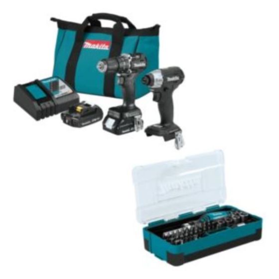 18V LXT Lithium-Ion Sub-Compact Brushless Cordless 2-Piece Combo Kit w/ 47 Pc. Ratchet and Bit Set