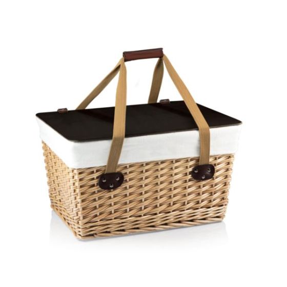 Canasta Grande Basket - Beige Canvas with Brown Lid