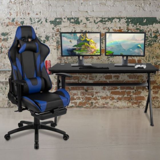 Black/Gray Gaming Desk Bundle - Cup/Headset Holder/Mouse Pad Top