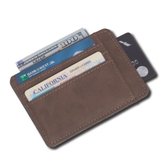 Rustic Brown Leatherette 5 Slot Credit Card Holder