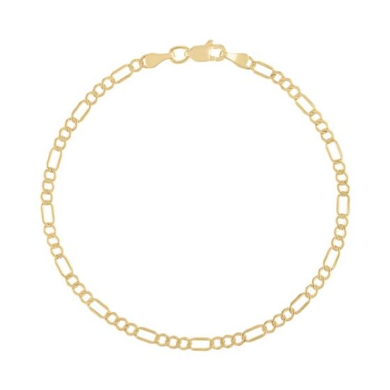 14K Yellow Gold Figaro Chain Bracelet Size 7.25