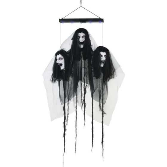 Animatronic Floating Demon Bride Heads with Lights and Sound, Indoor/Covered Outdoor Halloween Decor