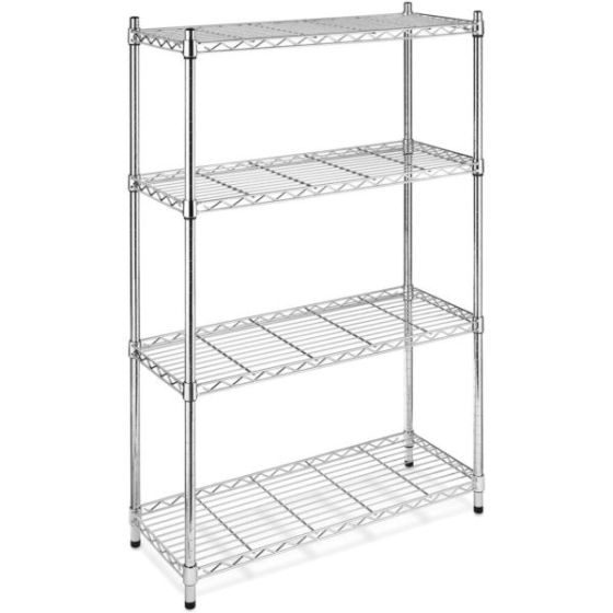 Supreme 4-Tier Shelving with 350 LB Weight Capacity per Shelf, 54-In. H x 36-In. W x 14-In. D, Chrom