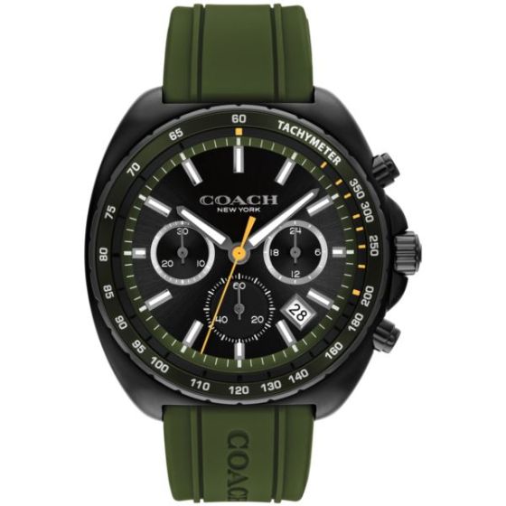 Men's Charter Chronograph Green Silicone Strap Watch Green Dial