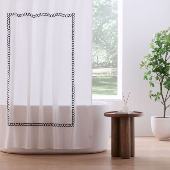 Anti-Allergen Savoy Cotton Shower Curtain White/Charcoal