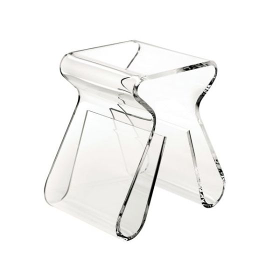 Mango Stool W/Magazine Rack Clear