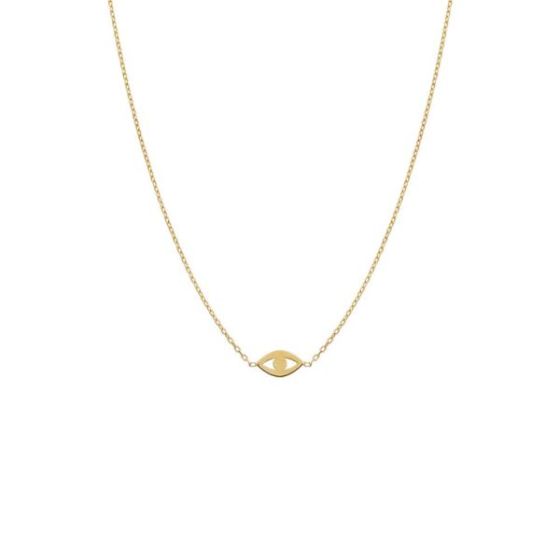 Mini Solid Evil Eye Necklace 14K Size 18