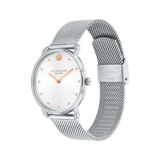 Ladies' Elliot Silver-Tone Stainless Steel Mesh Watch Silver Dial