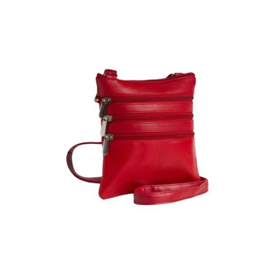 Leather Triple Zip Crossbody Bag Size 7