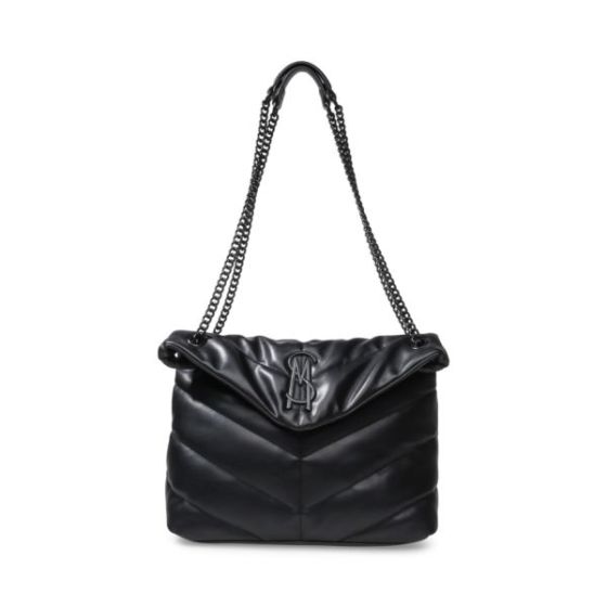 BBRITTA Quilted Large Flap Shoulder Bag - Black