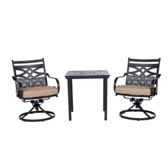Montclair 3-Piece Bistro Dining Set in Tan with 2 Swivel Rockers and a 27-In.Square Table