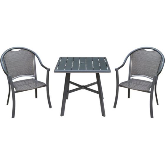 Bambray 3-Piece Commercial-Grade Patio Set with 2 Woven Dining Chairs and a 30-In. Aluminum Slat-Top