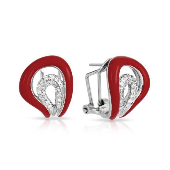 Belle Etoile Round Cubic Zirconia studded Red Vapeur Earrings - 925 Sterling Silver.