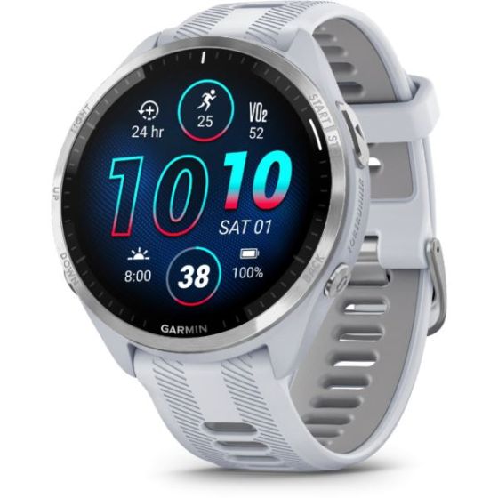 Forerunner 965, Carbon Gray DLC Titanium Bezel with Whitestone Case and Whitestone Silicone Band
