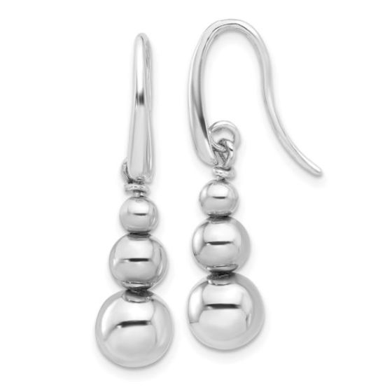 Sterling Silver Rhodium-Plated Polished Beads Dangle Earrings