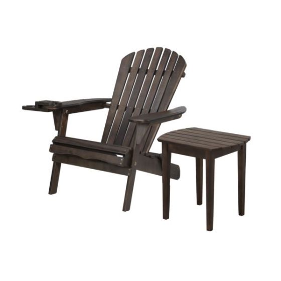 Blizzard - Foldable Adirondack Chair w/Cup Holder & End Table - Dark Brown