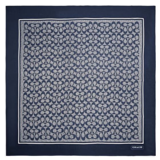 Vintage Signature C Printed Silk Square Scarf - Midnight Navy