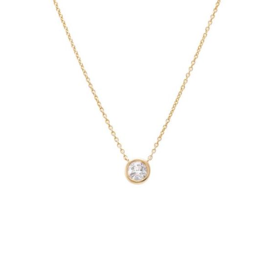 Diamond Bezel Pendant Necklace 14K Size 17